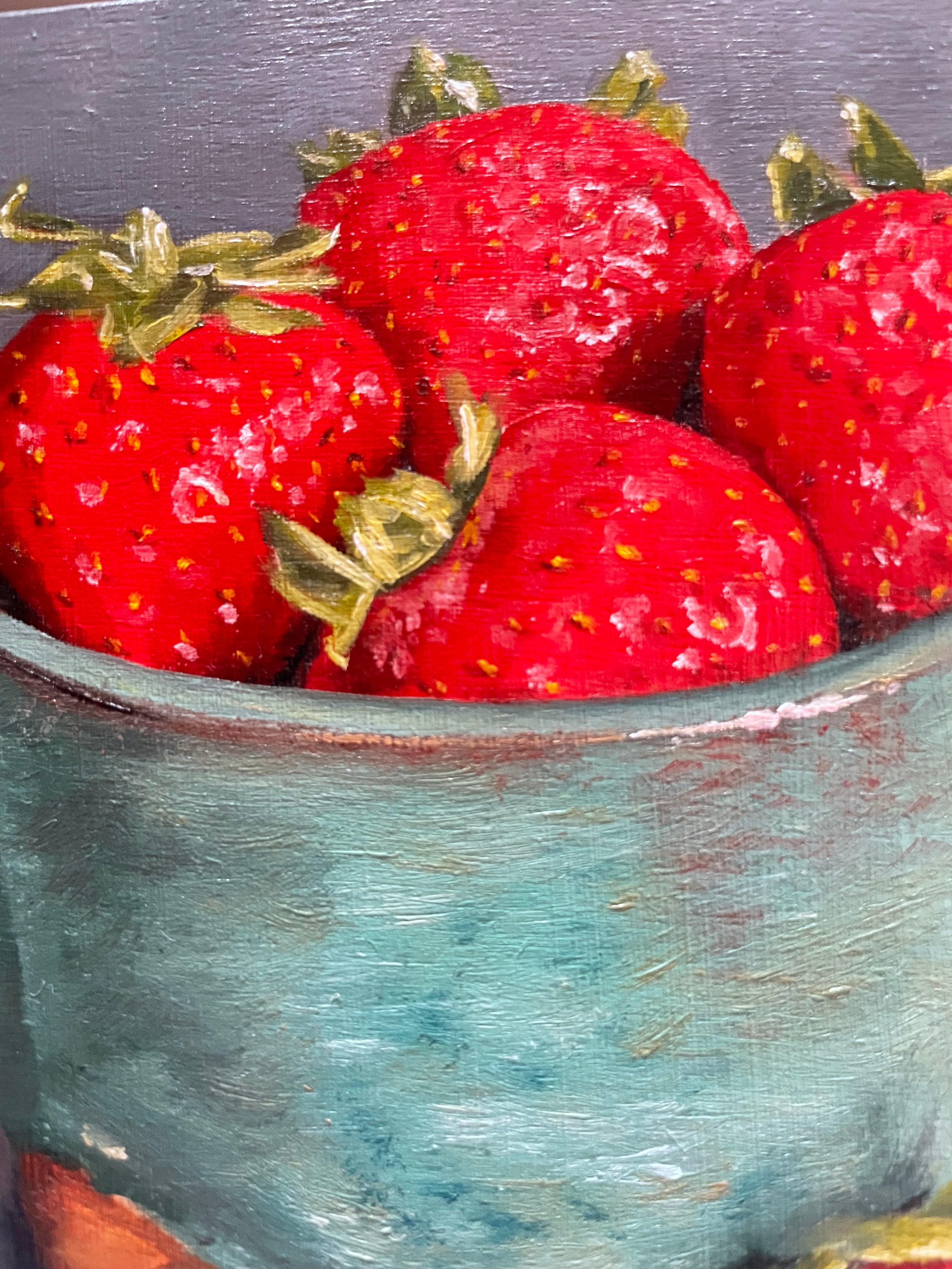Strawberries in Ceramic Bowl