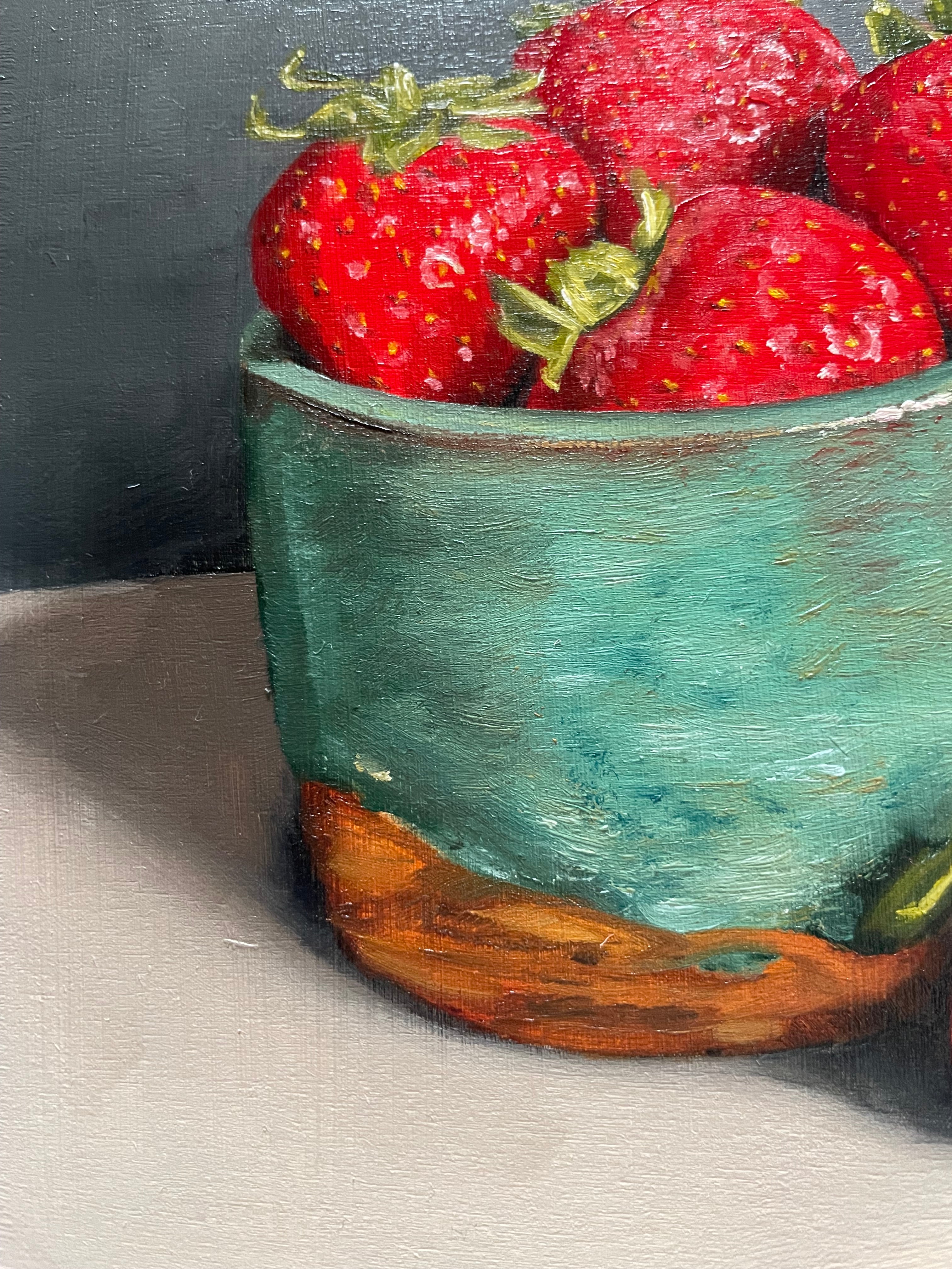 Strawberries in Ceramic Bowl